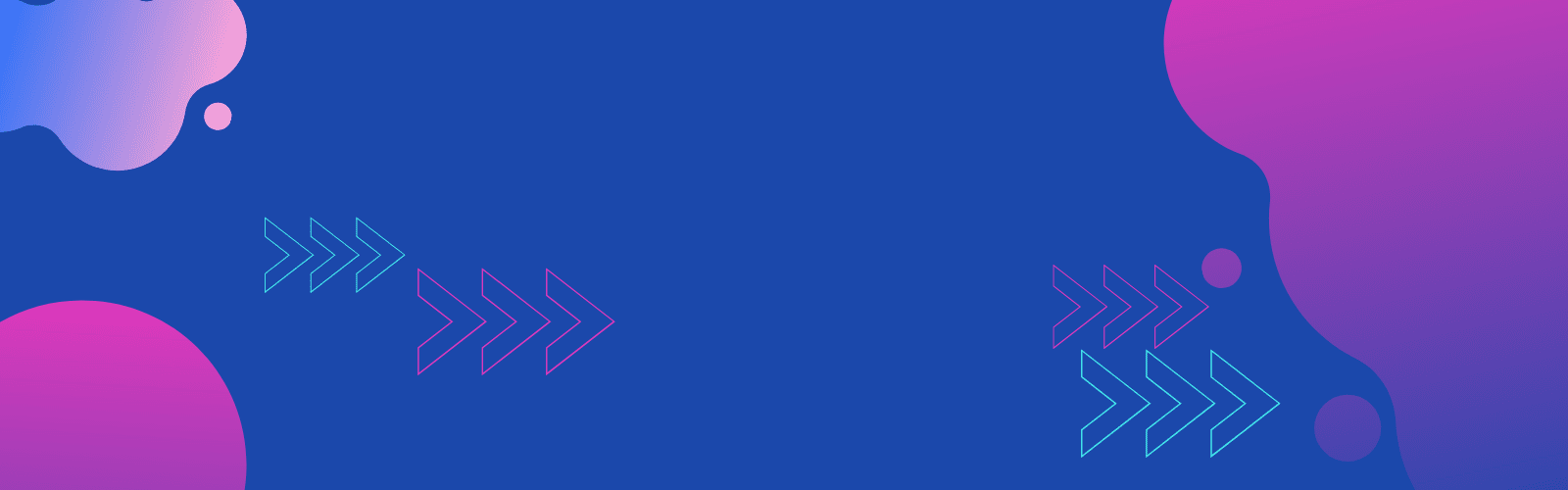 Abstract background with a blue gradient, pink and purple fluid shapes, and directional arrows pointing right.