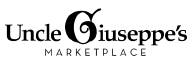 Logo for Uncle Giuseppe's Marketplace, featuring stylized text with a decorative "G.