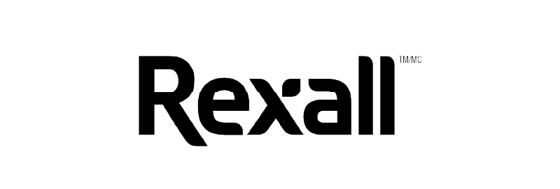 Black text reading "Rexall" with trademarks on a white background.