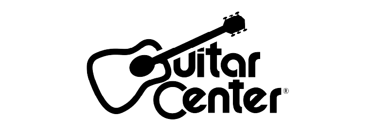 Guitar Center logo featuring a stylized guitar outline integrated with the text "Guitar Center" in a bold font.