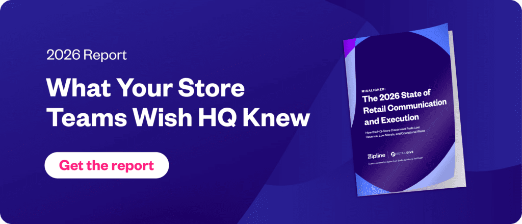 A promotional banner for the "2026 State of Retail Communication and Execution" report, with a call-to-action button labeled "Get the report.