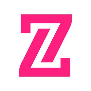 A bold, pink uppercase letter “Z” with a blocky, stylized font on a white background.